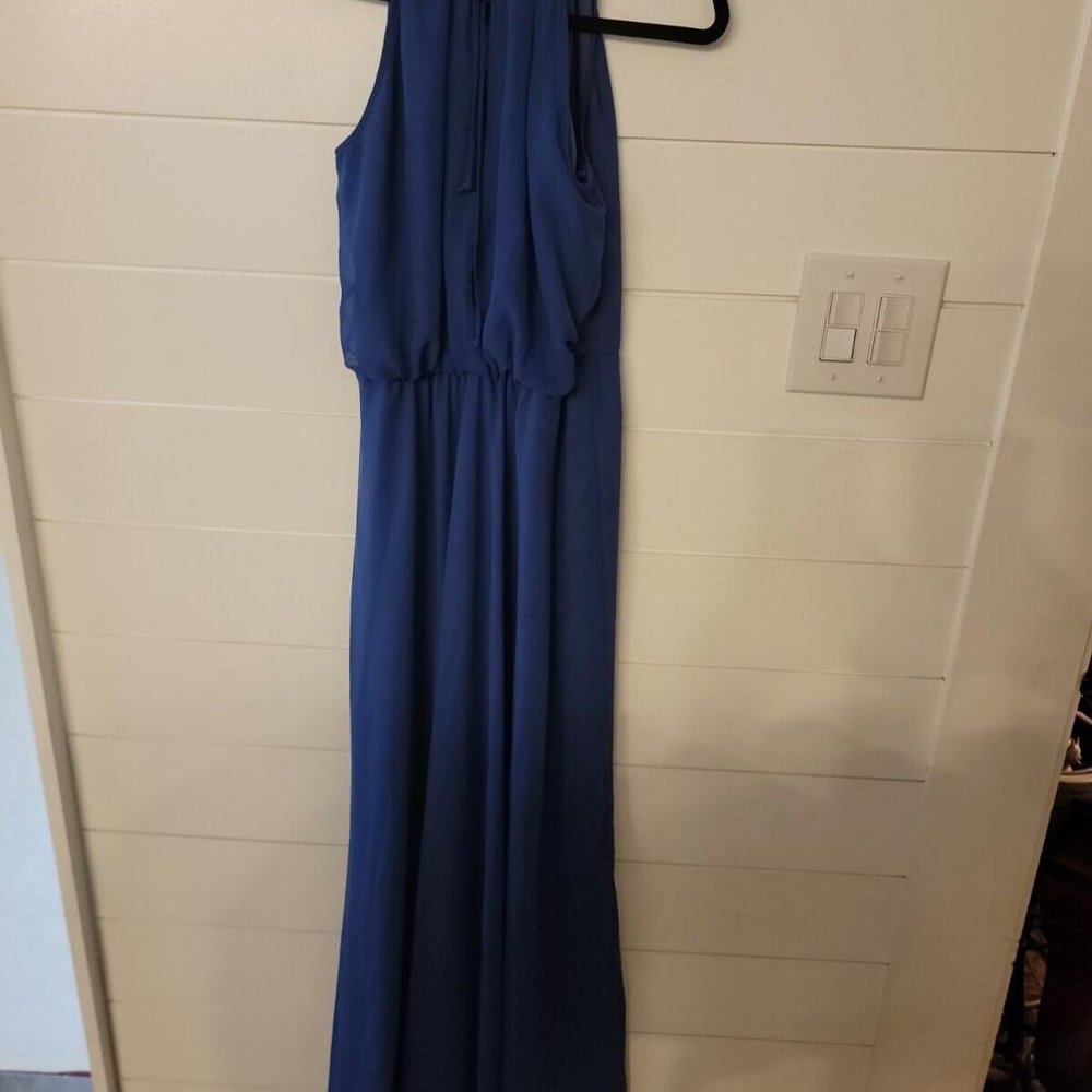 Amsale Nouvelle Size Medium Blue Chiffon Bridesmaid Dress Formal Prom